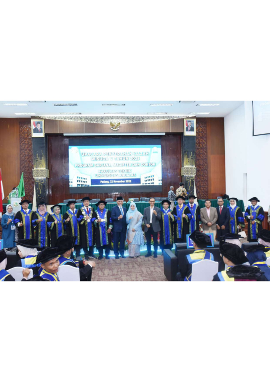 FT Unand Lepas 108 Wisudawan pada Wisuda V Tahun 2025 yang Turut Dihadiri Gubernur Sumatera Barat